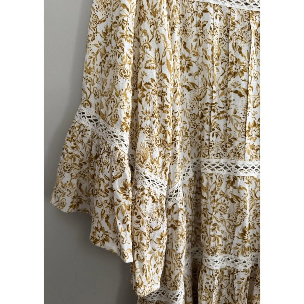 Free People Talk About It Tunic Top Ivory Combo Women's Size Medium